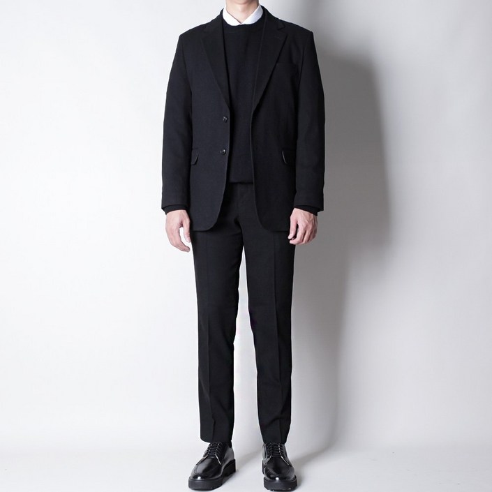 디아웃핏 남성 겨울 울 정장세트 히든 밴딩 수트 캐주얼 기모 면접 결혼식