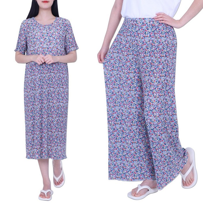 꽃중년 할머니 몸빼바지 플리츠 꽃무늬바지