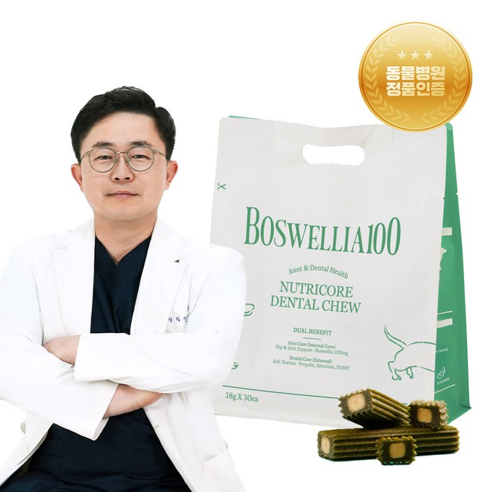 관절덴탈껌닥터뉴트리코어 보스웰리아100 강아지 슬개골 관절염 입냄새 치석제거 가수분해 개껌 30개입, 관절덴탈케어, 540g, 1개