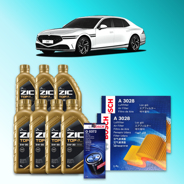 G90 RS4 3.5터보 가솔린 엔진오일세트 SK 지크 탑 LS 5W30 ZIC TOP LS