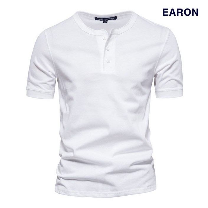 EARON 3버튼 프리미엄 코튼 베이직 반팔 티셔츠