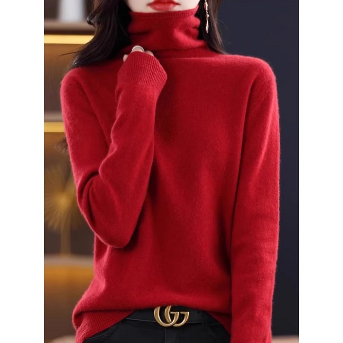 그루밍 (grooming) (주문 폭주!!) 여성 겨울 가을 100% 캐시미어 하이넥 폴라 티셔츠