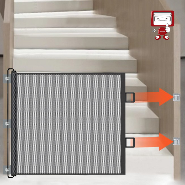 모가펫 슬라이딩 안전문 강아지 반려동물 매쉬 펜스 가림막, 1개, 블랙