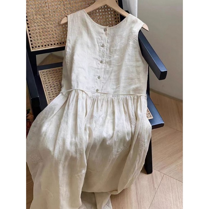 JoYouth 아사면원피스 여름민소매 린넨자수 일본 아사면 면마 데일리원피스