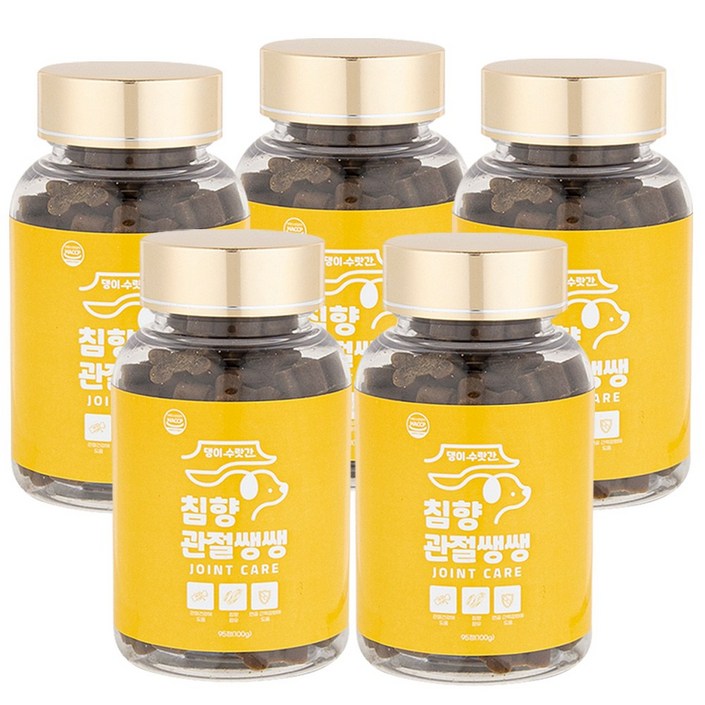 강아지 관절영양제 슬개골탈구 증상 콘드로이친 보스웰리아 오메가3 댕이수랏간 침향관절쌩쌩 100g, 95정, 뼈관절강화, 5개