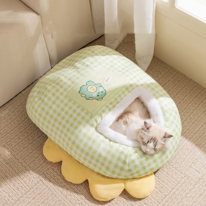 HANTAO 반려동물 반밀폐 침낭 숨숨집 겨울 보온 고양이 침낭 이불