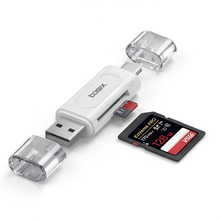 베이식스 SD카드리더기 USB CA타입 멀티리더 아이폰 갤럭시 노트북 OTG 지원