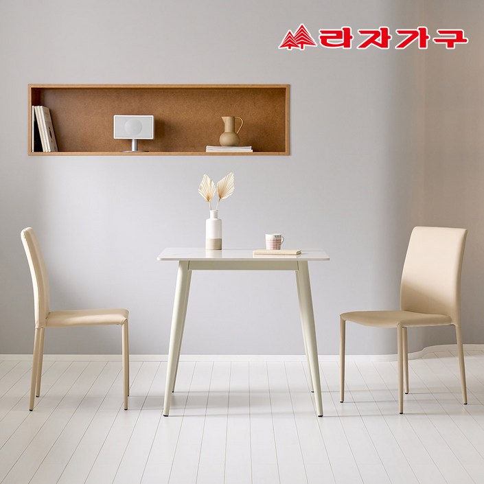 라자가구 파비오 12T 포세린 세라믹 2인용 식탁 의자2개 세트, 화이트상판/그레이프레임
