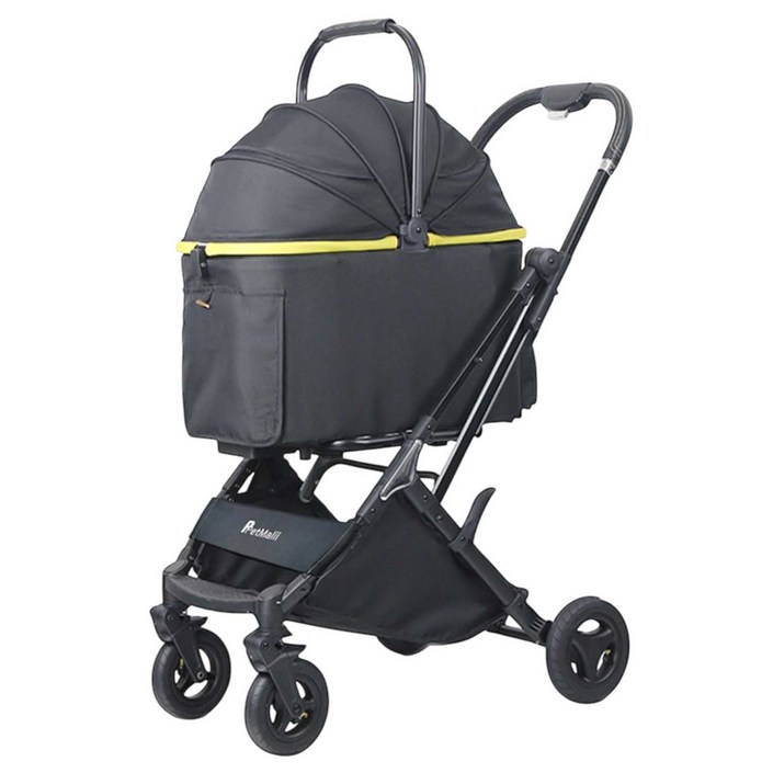 펫말리 에어네스트 듀얼 애견유모차 에어바퀴 원터치 폴딩 바구니 분리형, 블랙 본품, 1개