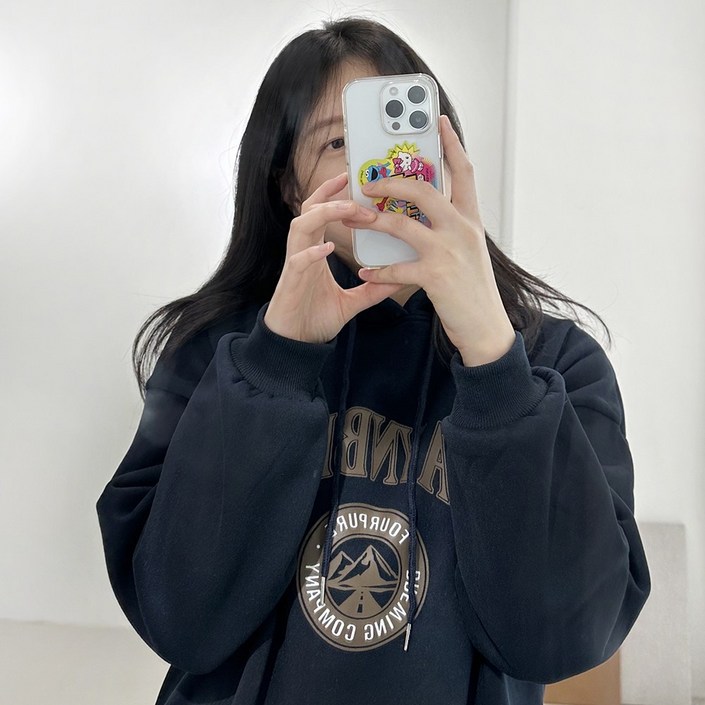 다다제제 프린팅 후드 슬릿 기모 롱 원피스