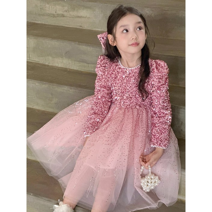 해피팡팡  여아 유아 스팽글  샤 원피스 극세사 안감 원피스 머리핀세트  헤이즐스팽글원피스130호 블링샤 원피스 자매원피스 스팽글 여아 원피스 촬영룩 등원룩 하객룩 겨울 봄