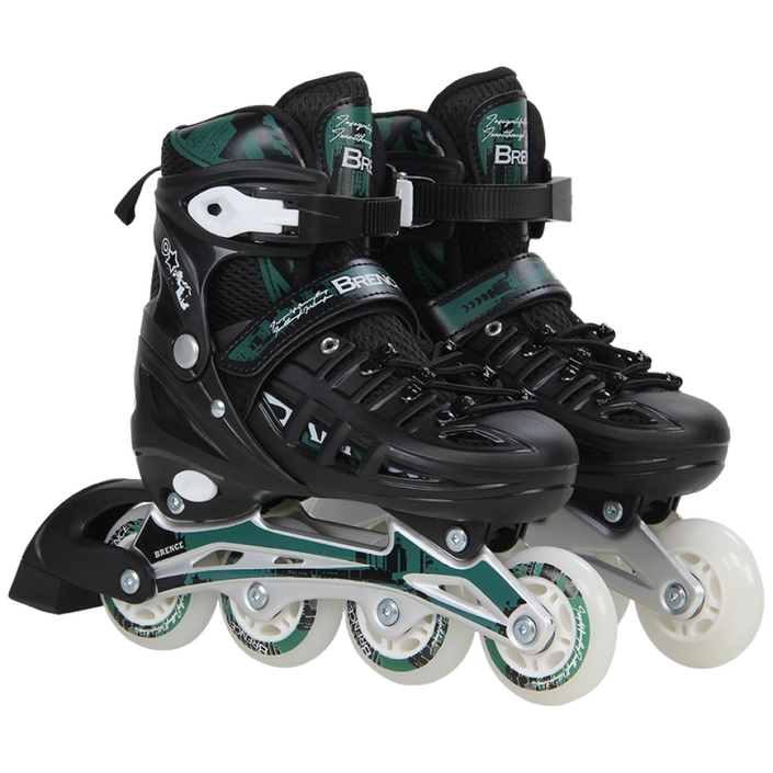 브렌스 KC인증 아동 유아 인라인스케이트 사이즈조절, 블랙그린, 1개