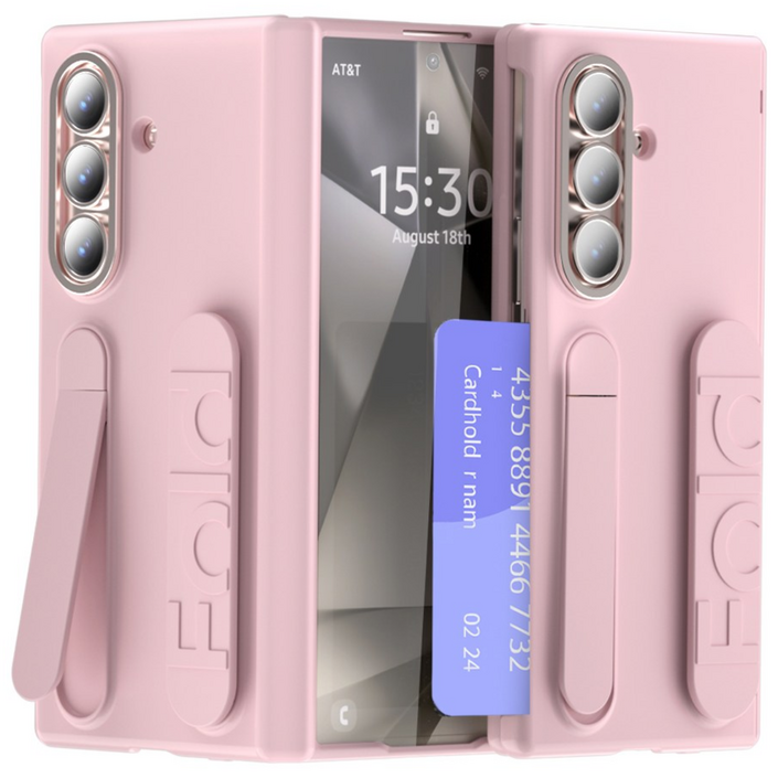 테크비 갤럭시 Z 폴드 오토 힌지 가드 그립 스탠드 카드 수납형 케이스 호환