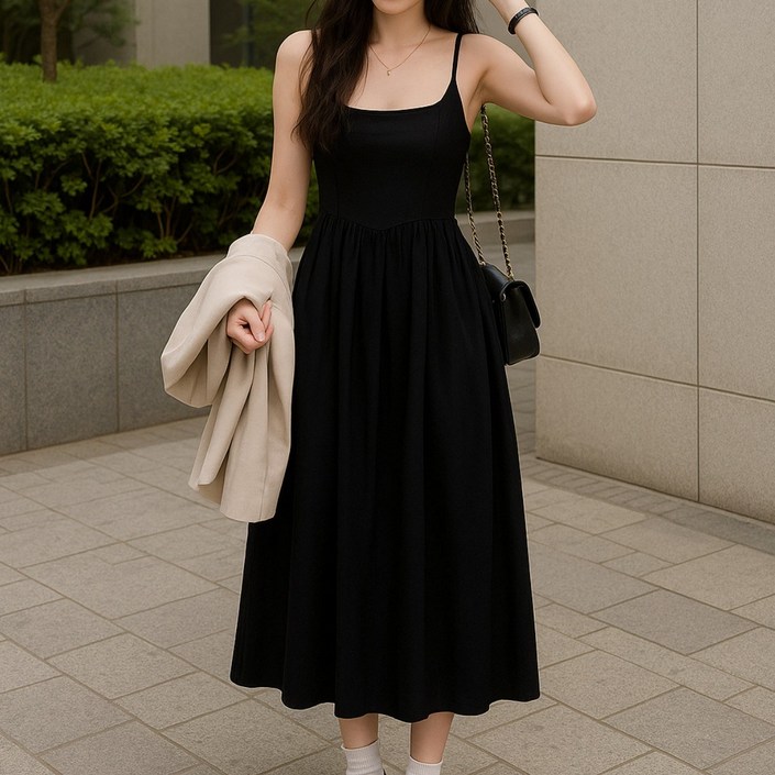 한아로지스 시원한 바캉스룩 나시 원피스