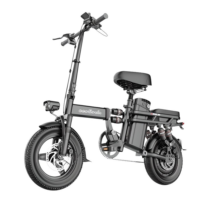에코e벨로 전기자전거 접이식 PAS 자토바이 400W 14인치, 기본형EV1블랙, 스틸