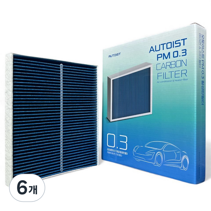 오토이스트 PM0.3 올뉴 K5 JF 더뉴 K5 활성탄 에어컨필터, 6개, K12