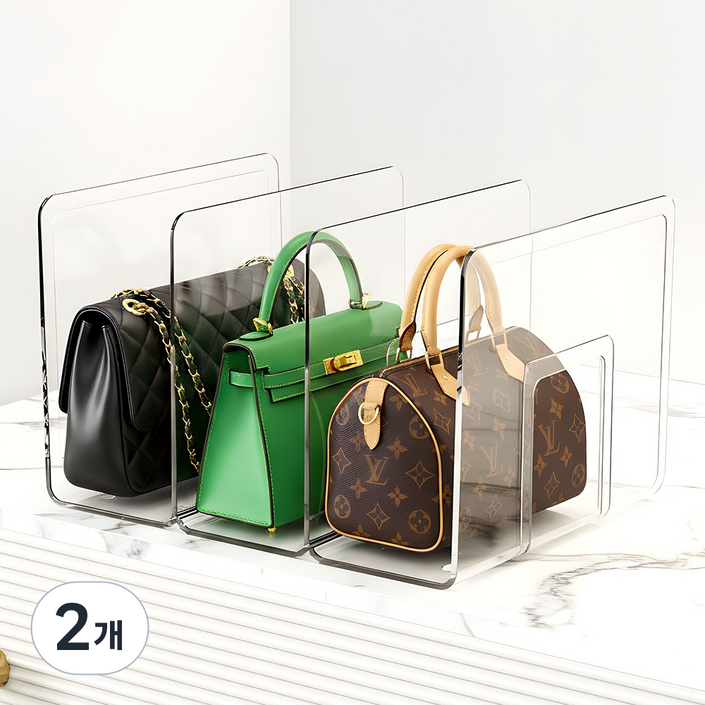 아이리벳 착착착 가방정리대 투명 아크릴 칸막이 핸드백 정리함, 2개, 3칸