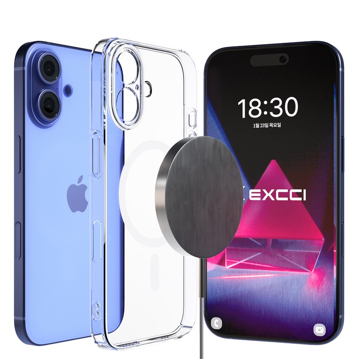 엑씨 에어슬림 맥세이프 호환 강한자력 변색없는 고투명 생폰 느낌 휴대폰 케이스