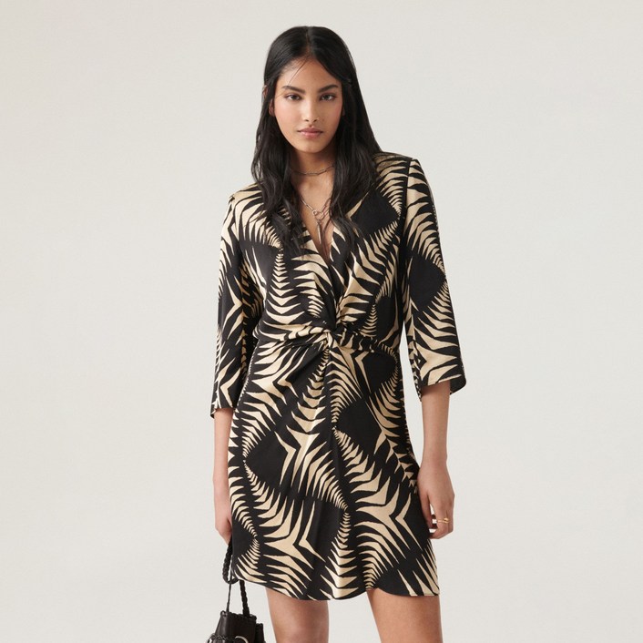 바앤쉬 여성용 패턴 긴팔원피스 BK0XS