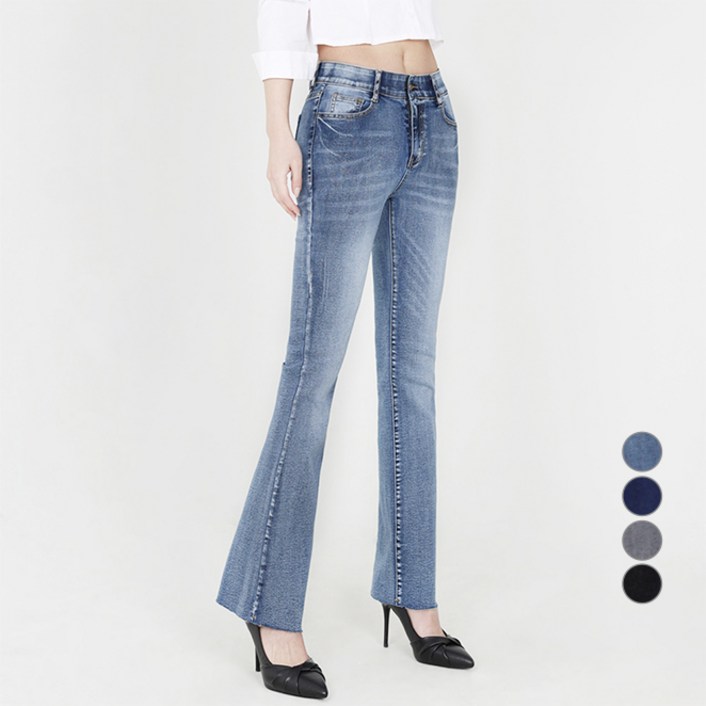 닷이프 여성용 롱숏 기장 스판좋은 히든밴딩 슬림 부츠컷 청바지