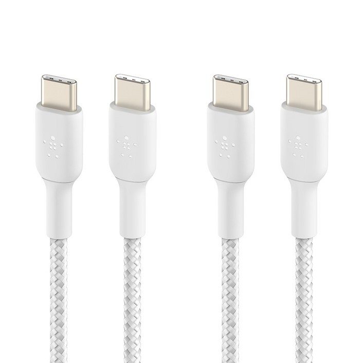 벨킨 BoostCharge 브레이디드 USB C타입C타입 고속 충전케이블 CAB004bt2MWH, 2m, 화이트, 2개