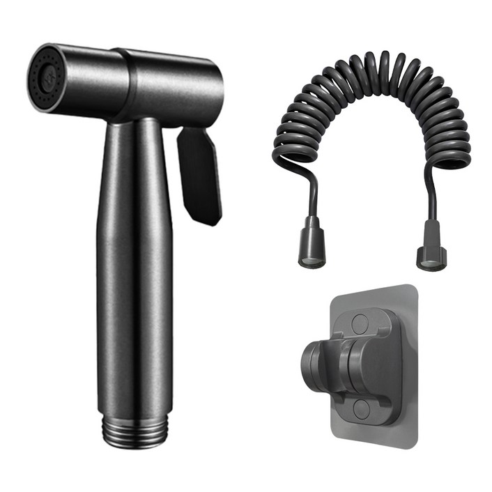 월드크린 올스텐 욕실건 + 코일호스 3m + 부착거치대 세트, 1세트, 블랙