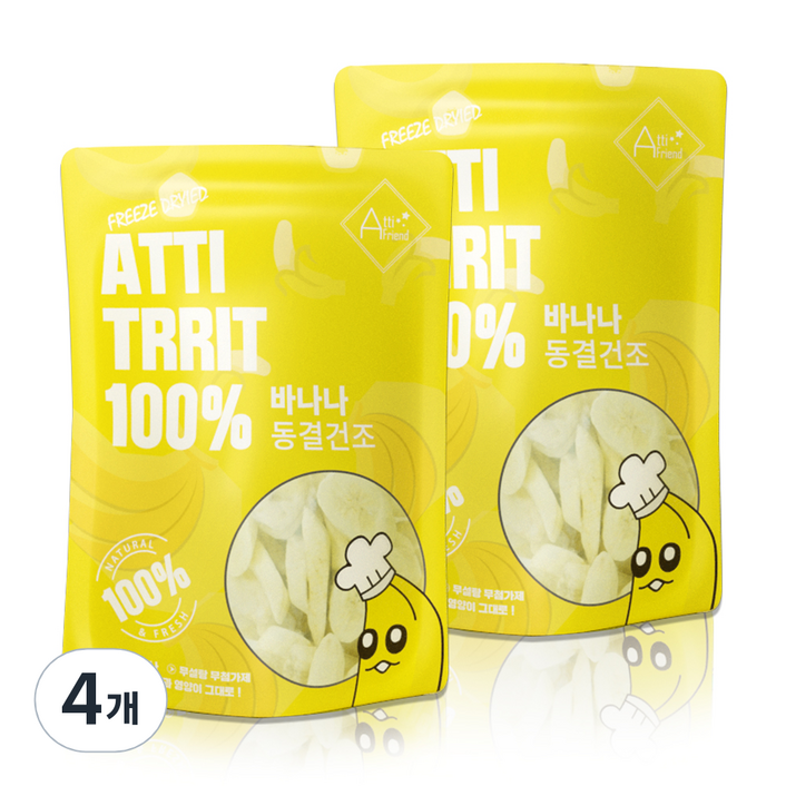 아띠지기 강아지 동결건조간식 40g, 바나나, 4개 아띠지기 강아지 동결건조간식 40g, 바나나, 4개