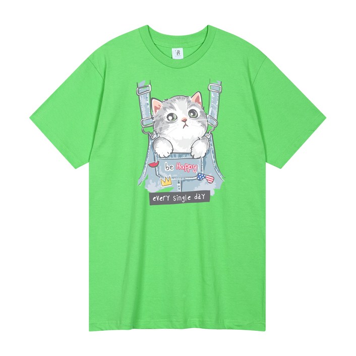 언탭트 남성용 통기성 블랑 블루 캣 16수 반팔 티셔츠