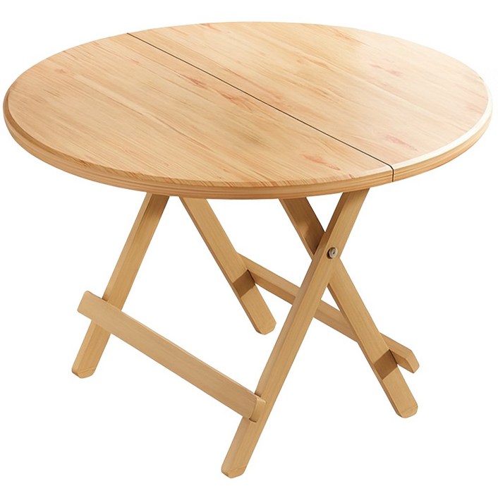 원목 원형 테이블 접이식 카페 거실 다이닝 라운드 식탁, 내추럴 브라운, 4인용