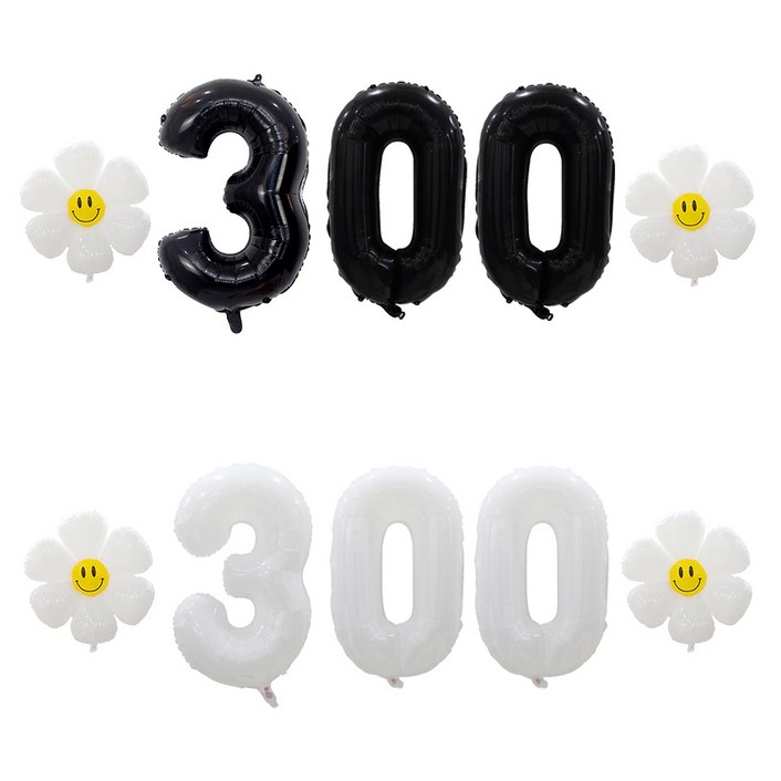 해피쏘굿 32인치 블랙화이트 숫자 100일900일 데이지 풍선세트
