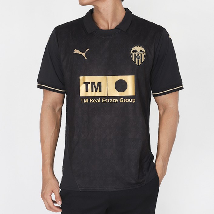 푸마 라리가 발렌시아 CF AWAY 반팔 저지 Uniform 202425 블랙골드 로고