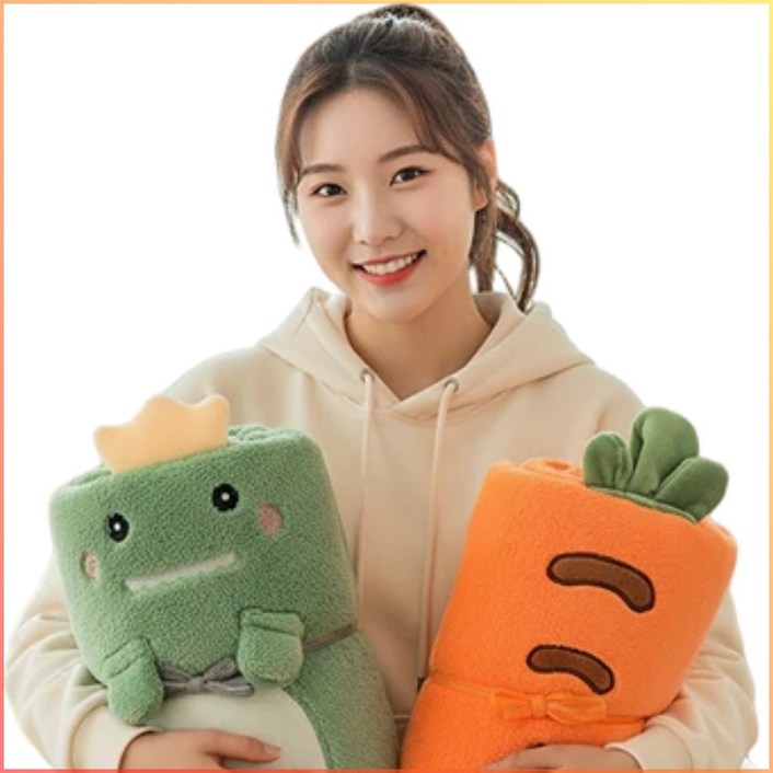 SWNC 캐롯디노 똑딱이 담요 극세사 선물용 망토