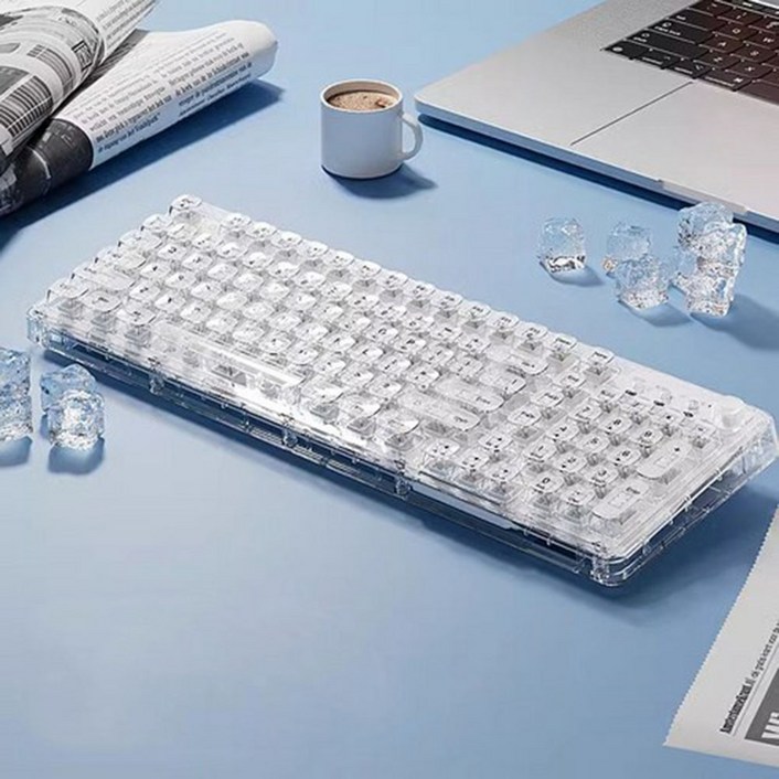 투명 무선 블루투스 기계식 키보드 RGB 저소음 게이밍 키보드 98키