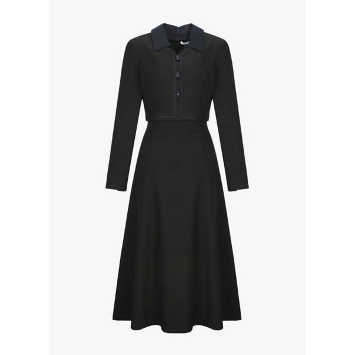 ❲매장정품❳ 잇미샤 결혼식 원피스 단정한 디테처블 카라 트위드 (ITP2WOP760) 하객 오피스 룩