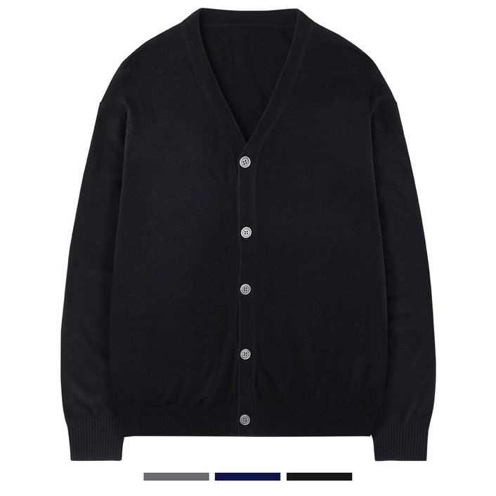 팀스핏 남성용 빅사이즈 워셔블 세미오버핏 니트 가디건