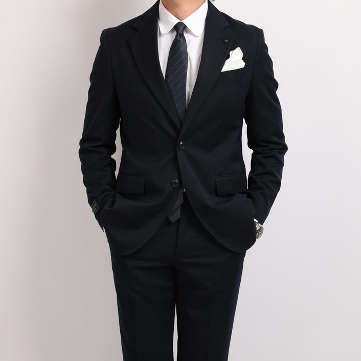 로얄수트 블렌딩 울 솔리드 네이비 정장세트 가을용