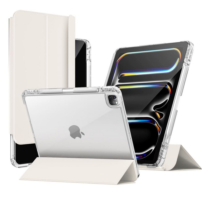 와이드 클리어 아이패드 슬라이드 세로거치 고광택 투명케이스 아이패드 7 8 9 10 에어 6 5 4 프로11 프로13 12 호환 애플펜슬 충전 수납 홀더