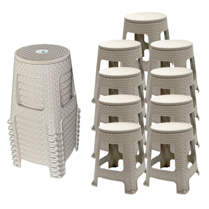 나코 플라스틱 라탄의자 간이 보조 테라스 원형 회전의자 카페, 9개, 회전의자 모카그레이