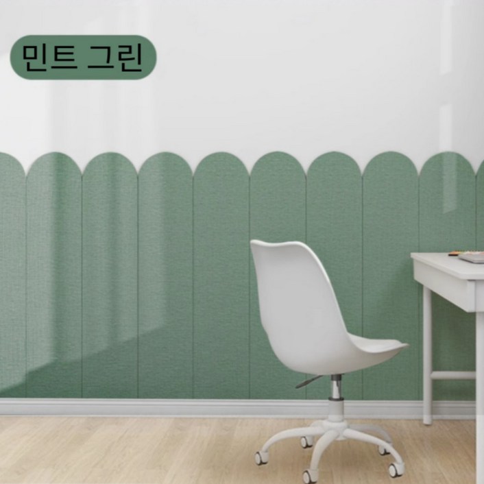 슈퍼코리아 벽접착 충돌방지 장식 쿠션 침대 스티커 침대 소프트 충돌, 12개, 민트 그린