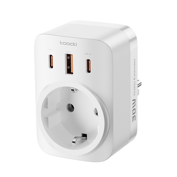 Toocki 툭키 Gan 접지 USB C타입  30W고속충전기  1구 3포트 멀티 멀티탭 돼지코