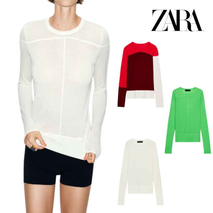 매장정품 자라 울 파인 니트 스웨터 데일리 라운드넥 니트 봄가을 데이트룩