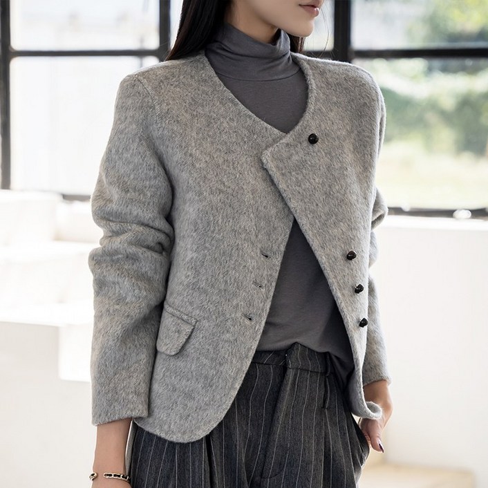 러블리 울자켓 그레이 아이보리