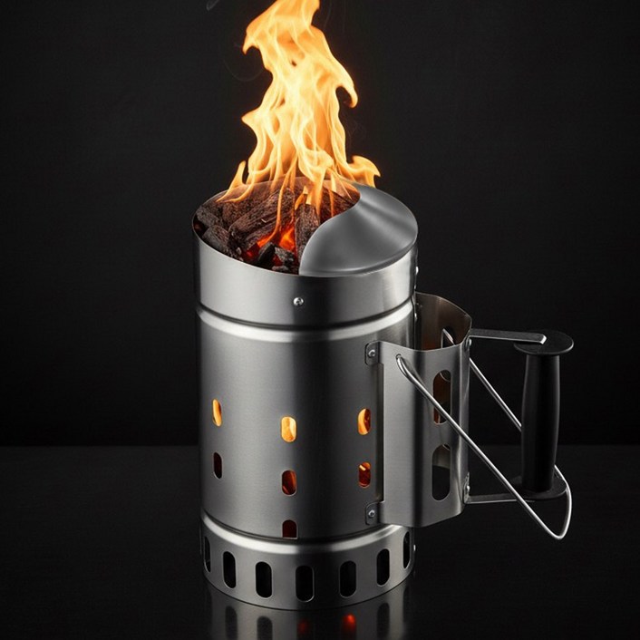 뉴테크캠쿡 차콜스타터 원형 침니스타터 숯불 바베큐그릴 숯착화기 특대형 엠버 플래로, 1개