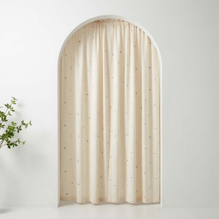 유스몰 광목 자수 현관 작은창 가리개 커튼