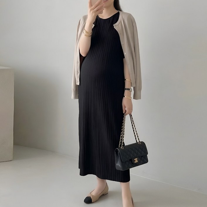 당일출고 수엠W 임산부 주름 플리츠 롱원피스 반팔 루즈핏 빅사이즈 T07 리플원피스