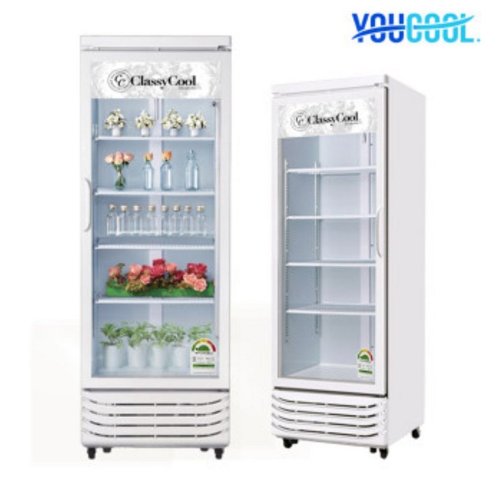 국내산 1등급 유니하이테크 음료수냉장고 전국직접배송설치 CSR460RF 냉장 쇼케이스 국내산 화이트 인테리어 카페 술집 학원 약국 꽃가계 사무실 ClassyCool