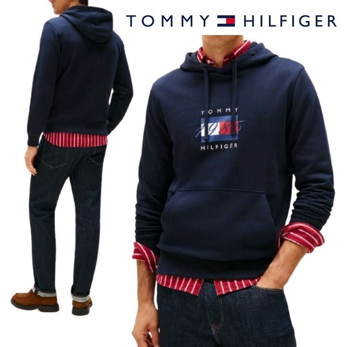 [정품] 타미힐피거 후드티 1985 뉴 플래그 탑 네이비 티셔츠