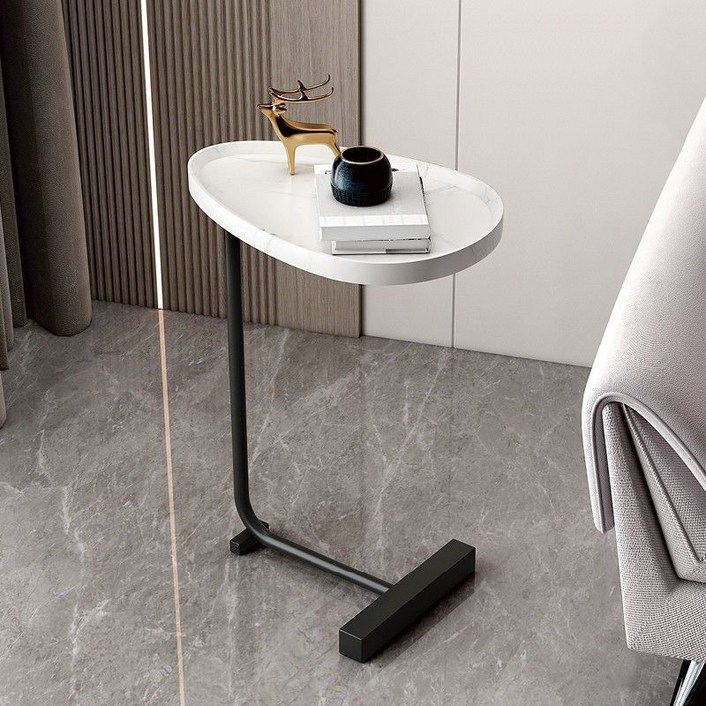 헤라우스점핑 북유럽풍 쇼파 사이드 테이블, 마블  화이트