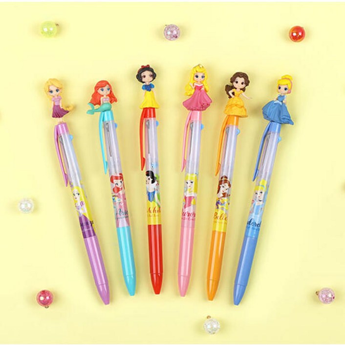 디즈니 프린세스 3색 마스코트 볼펜 (6 option)