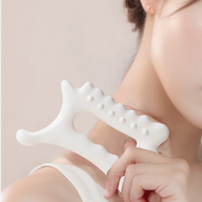 가벼운 괄사 마사지기 얼굴 바디 목주름 림프 전신 지압 경락 괄사 마사지 PMMA재질, 화이트, 1개